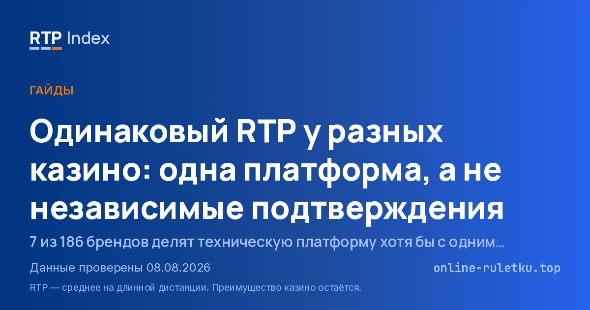 Одинаковый RTP у разных казино: одна платформа, а не независимые подтверждения
