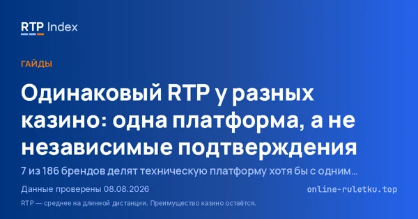 Одинаковый RTP у разных казино: одна платформа, а не независимые подтверждения