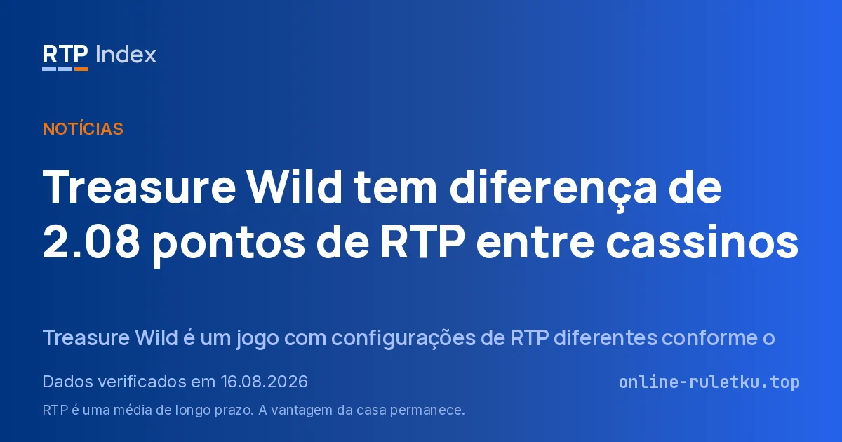 Treasure Wild tem diferença de 2.08 pontos de RTP entre cassinos