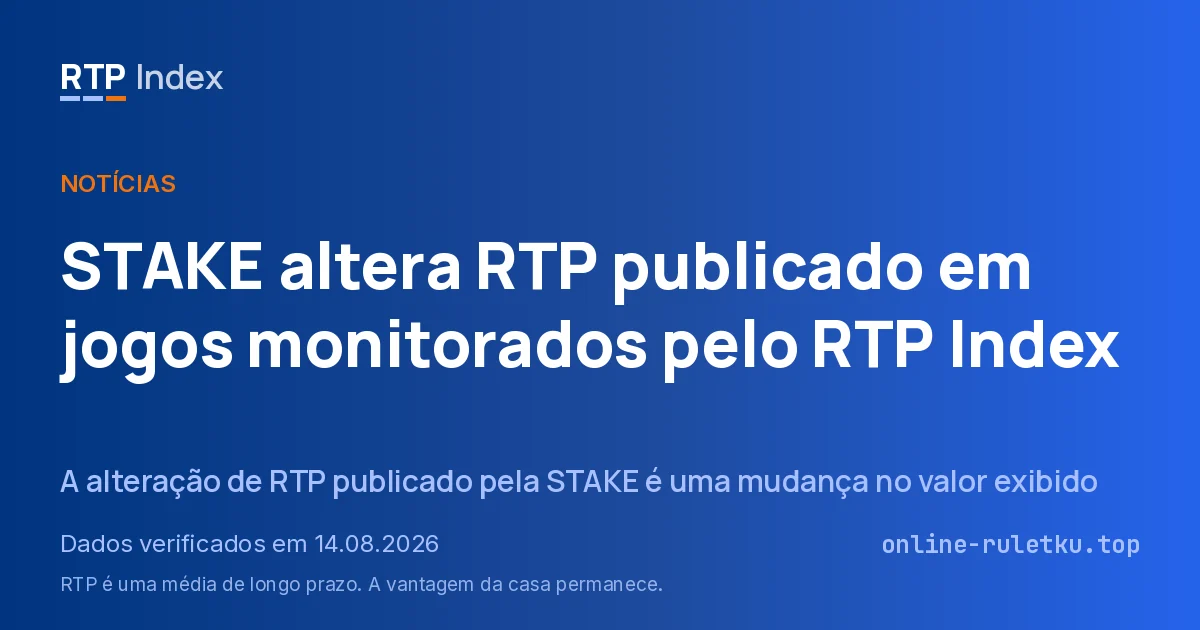 STAKE altera RTP publicado em jogos monitorados pelo RTP Index