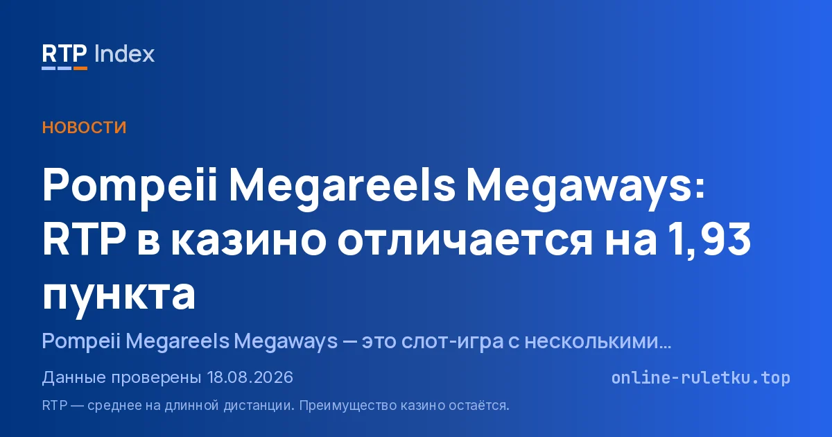 Pompeii Megareels Megaways: RTP в казино отличается на 1,93 пункта