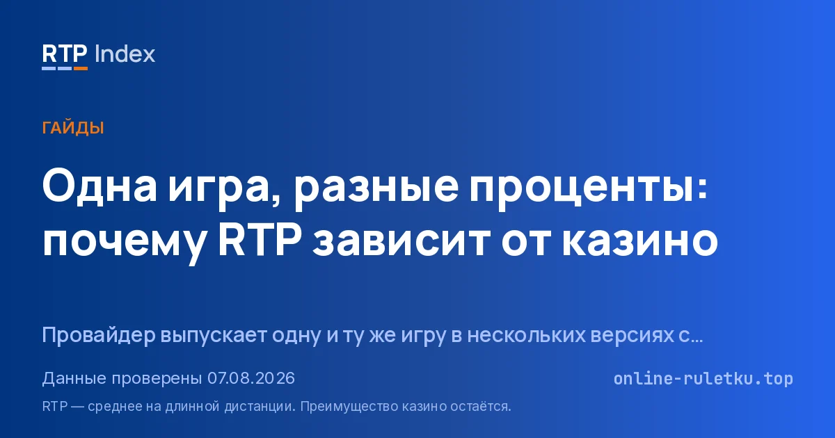 Одна игра, разные проценты: почему RTP зависит от казино