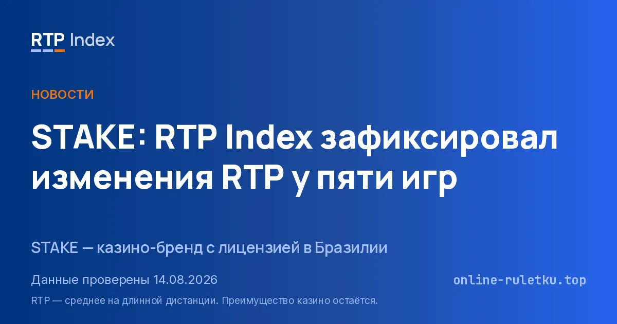 STAKE: RTP Index зафиксировал изменения RTP у пяти игр