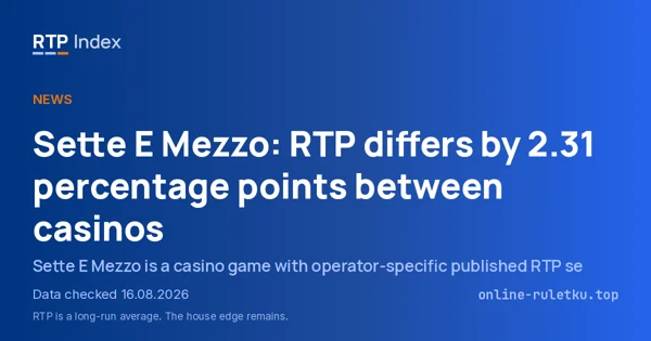 Sette E Mezzo: RTP differs by 2.31 percentage points between casinos