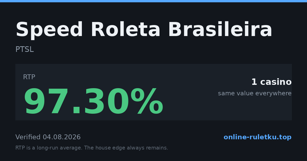Speed Roleta Brasileira: RTP up to 97.3% across 1 licensed casinos, verified on 2026-08-04
